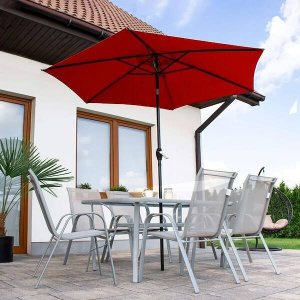 Springos Parasol ogrodowy składany 260 cm duży z korbą na balkon czerwony UNIWERSALNY 4