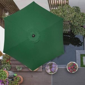 Springos Parasol ogrodowy łamany 260 cm duży z korbką, na balkon, taras ciemnozielony UNIWERSALNY 5