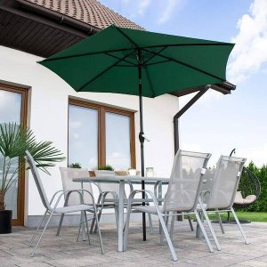 Springos Parasol ogrodowy łamany 260 cm duży z korbką, na balkon, taras ciemnozielony UNIWERSALNY 6