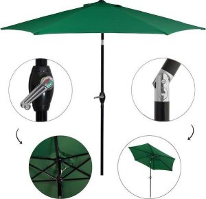 Springos Parasol ogrodowy łamany 260 cm duży z korbką, na balkon, taras ciemnozielony UNIWERSALNY 7
