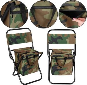 Springos Krzesło wędkarskie składane z torbą, turystyczne krzesełko z uchwytem, moro UNIWERSALNY 3