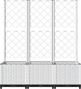 vidaXL Donica ogrodowa z kratką, biała, 120x40x136 cm, PP 4