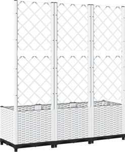 vidaXL Donica ogrodowa z kratką, biała, 120x40x136 cm, PP 6