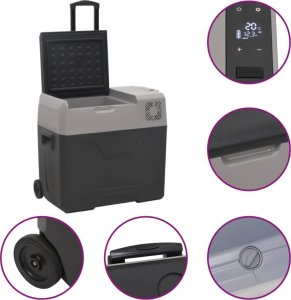 Lodówka turystyczna vidaXL Lodówka na kółkach, z uchwytem, czarno-szara, 40 L, PP 7