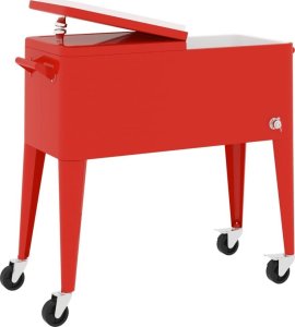 Lodówka turystyczna vidaXL Wózek chłodniczy na kółkach, czerwony, 92x43x89 cm 4