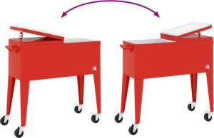 Lodówka turystyczna vidaXL Wózek chłodniczy na kółkach, czerwony, 92x43x89 cm 7