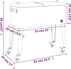 Lodówka turystyczna vidaXL Wózek chłodniczy na kółkach, czerwony, 92x43x89 cm 9