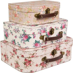 Sass & Belle RETRO W RÓŻYCZKI - Dekoracyjne walizeczki dziecięce 3 szt. Sass&Belle 3