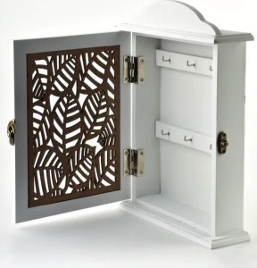 Direct Home and Garden Skrzynka na klucze biała liście 2