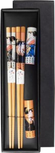 Edo Japan Zestaw drewnianych pałeczek z podstawkami Gift Box Geisha 22,5cm - 2 pary - Edo Japan 1