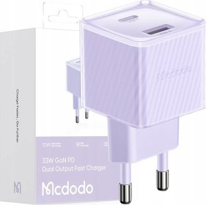 Ładowarka Mcdodo MCDODO SZYBKA ŁADOWARKA SIECIOWA DO TELEFONU ZASILACZ 2X USB USB-C 33W GAN FIOLETOWY 1