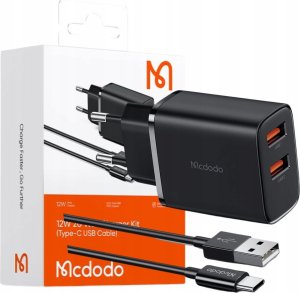 Ładowarka Mcdodo MCDODO UNIWERSALNA ŁADOWARKA SIECIOWA 2XUSB 12W + SZYBKI KABEL USB USB-C 1M 1