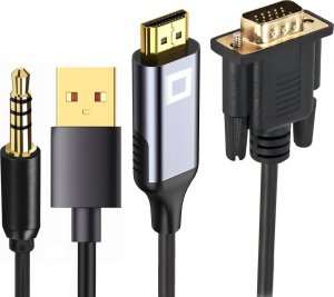 Adapter AV Co2 CO2 KABEL VGA - HDMI PRZEJŚCIÓWKA KONWERTER ADAPTER AUDIO FULL HD 60HZ 3M 10
