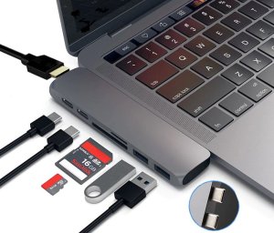 Adapter AV Co2 CO2 ADAPTER HUB PRZEJŚCIÓWKA USB-C USB SD THUNDERBOLT HDMI 4K DO MACBOOK PRO AIR SPACE GRAY 5