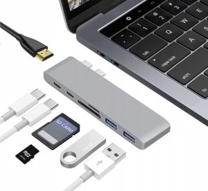 Adapter AV Co2 CO2 ADAPTER HUB PRZEJŚCIÓWKA USB-C USB SD THUNDERBOLT HDMI 4K DO MACBOOK PRO AIR SPACE GRAY 7