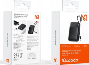 Powerbank Mcdodo MCDODO POWERBANK 10000MAH Z WYŚWIETLACZEM 3X USB USB-C 22,5W + KABEL USB-C 15