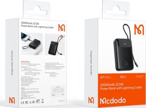Powerbank Mcdodo POWERBANK 20000MAH Z WYŚWIETLACZEM USB USB-C 22,5W + KABEL LIGHTNING 15