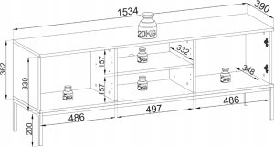 Selsey Szafka RTV Tosena trzydrzwiowa z oświetleniem LED 154 cm Czarny/Dąb wotan 8