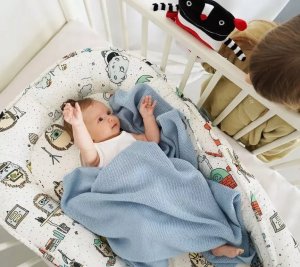 LullaLove Kocyk-otulacz merino PREMIUM - blue cloud, błękit Lullalove 4