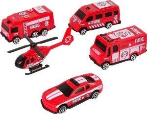 LeanToys Zestaw Autek Resoraki Pojazdy Straż Pożarna Ambulans 2