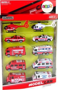 LeanToys Zestaw Autek Resoraki Pojazdy Straż Pożarna Ambulans 5