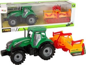 LeanToys Zielony Traktor z Pomarańczowym Kultywatorem Napęd dla Dzieci 1