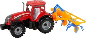 LeanToys Czerwony Ciągnik ze Zgrabiarką Napęd Frykcyjny 2
