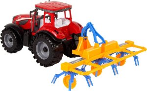 LeanToys Czerwony Ciągnik ze Zgrabiarką Napęd Frykcyjny 3