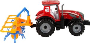 LeanToys Czerwony Ciągnik ze Zgrabiarką Napęd Frykcyjny 5