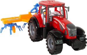LeanToys Czerwony Ciągnik ze Zgrabiarką Napęd Frykcyjny 6