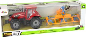 LeanToys Czerwony Ciągnik ze Zgrabiarką Napęd Frykcyjny 7