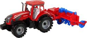 LeanToys Czerwony Ciągnik z Pługiem Napęd Frykcyjny 2