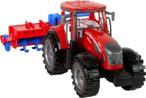 LeanToys Czerwony Ciągnik z Pługiem Napęd Frykcyjny 7