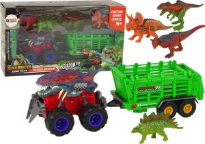 LeanToys Pojazd z Motywem Dinozaura Przyczepa 4 Sztuki Dinozaurów 1