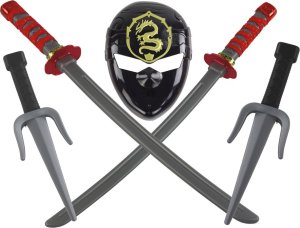 LeanToys Zestaw Wojownika Ninja Maska Miecze Sztylety Czerwone Zdobienia 2