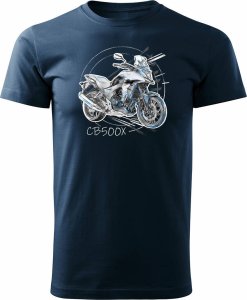 Topslang Koszulka z motocyklem na motor Honda CB 500X 500 X męska granatowa REGULAR S 1