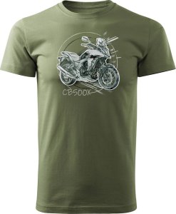 Topslang Koszulka z motocyklem na motor Honda CB 500X 500 X męska khaki REGULAR L 1