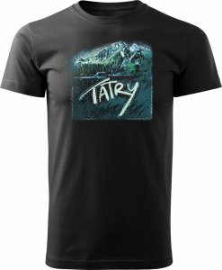 Topslang Koszulka z górami w góry turystyczna z Tatrami Tatry Słowacja trekkingowa męska czarna REGULAR XXL 1