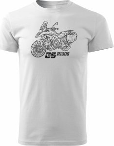 Topslang Koszulka motocyklowa z motocyklem na motor BMW GS R 1300 ADVENTURE kolekcjonerska męska biała REGULAR S 1