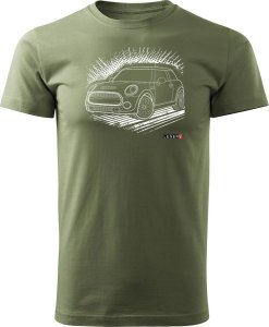 Topslang Koszulka z samochodem Mini Morris Mini Cooper kolekcjonerska męska khaki REGULAR S 1