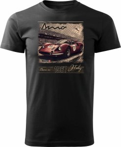 Topslang Koszulka z samochodem Ferrari Dino F1 Le Mans kolekcjonerska męska czarna REGULAR S 1
