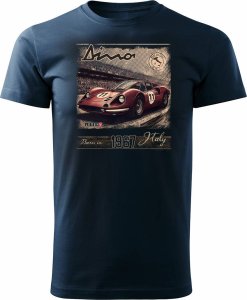 Topslang Koszulka z samochodem Ferrari Dino F1 Le Mans kolekcjonerska męska granatowa REGULAR L 1