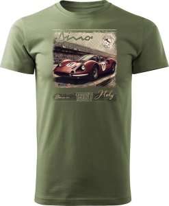 Topslang Koszulka z samochodem Ferrari Dino F1 Le Mans kolekcjonerska męska khaki REGULAR XXL 1