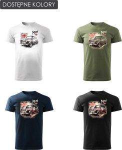 Topslang Koszulka z samochodem Mini Morris Mini Cooper kolekcjonerska męska biała REGULAR XXL 3
