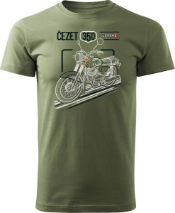Topslang Koszulka z motocyklem na motor Cezet Cezeta 350 męska khaki REGULAR XXL 1