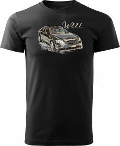 Topslang Koszulka kolekcjonerska z samochodem Mercedes S W221 męska czarna REGULAR L 1