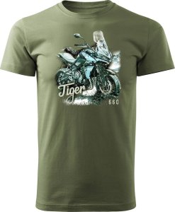 Topslang Koszulka motocyklowa z motocyklem Triumph Tiger 660 męska khaki REGULAR S 1
