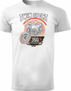 Topslang Koszulka motocyklowa z motocyklem Jawa 350 TR Jawą PRL legend męska biała REGULAR S 1