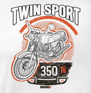 Topslang Koszulka motocyklowa z motocyklem Jawa 350 TR Jawą PRL legend męska biała REGULAR XL 2