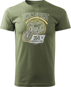Topslang Koszulka motocyklowa z motocyklem Jawa 350 TR Jawą PRL legend męska khaki REGULAR L 1